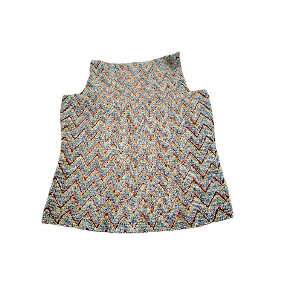 90s‎ Vintage Vixen Zig Zag Print Multicolor Cami Tank Crop Top Sz L